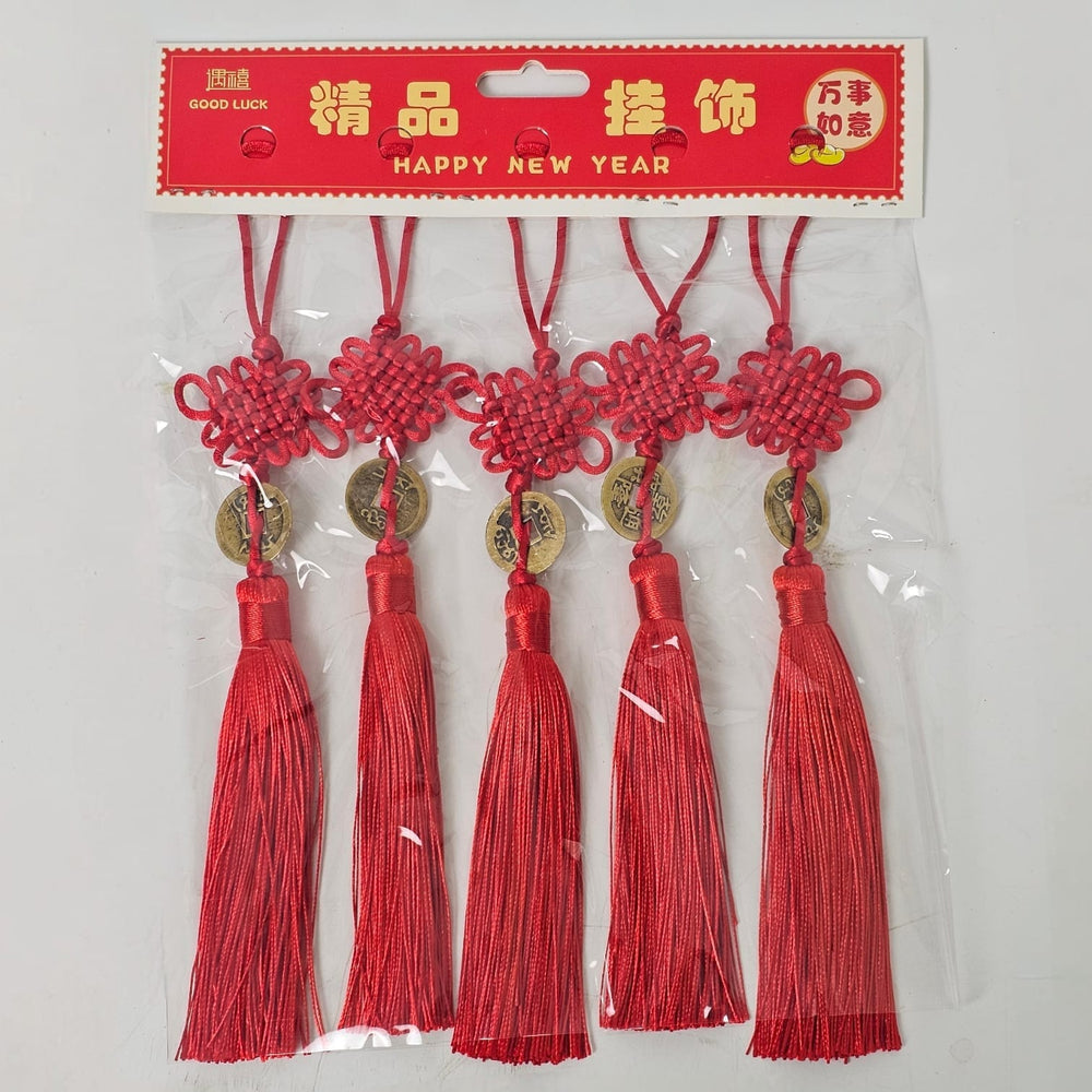 CNY Tassle with Gold Coin - Red (5pcs)