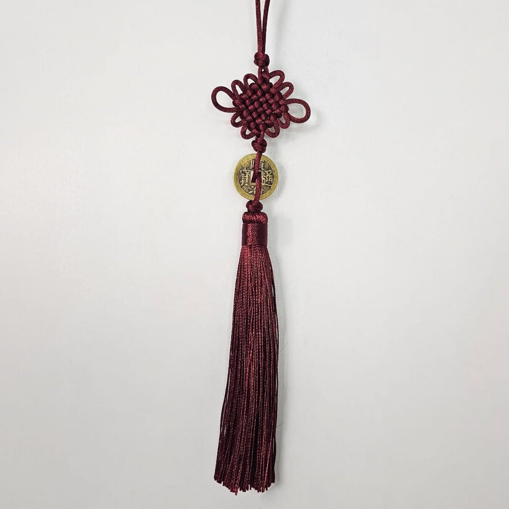 CNY Tassle with Gold Coin - Maroon (5pcs)