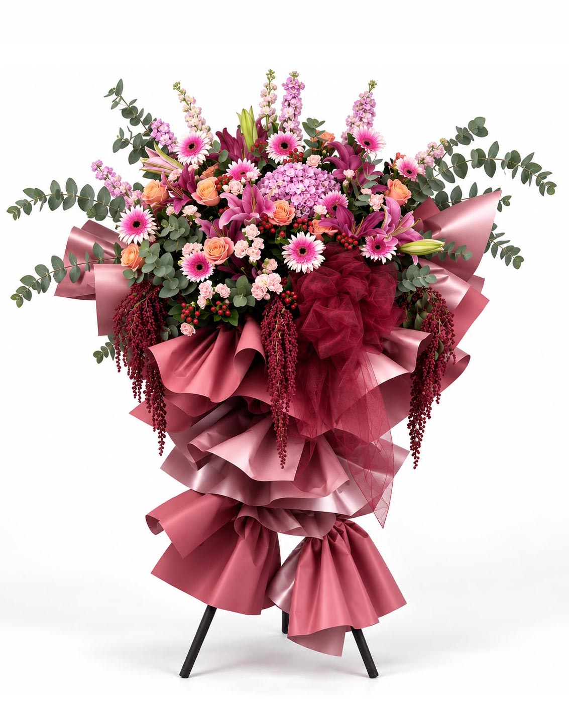 Graceful Abundance - Pink Grand Opening Flower Stand