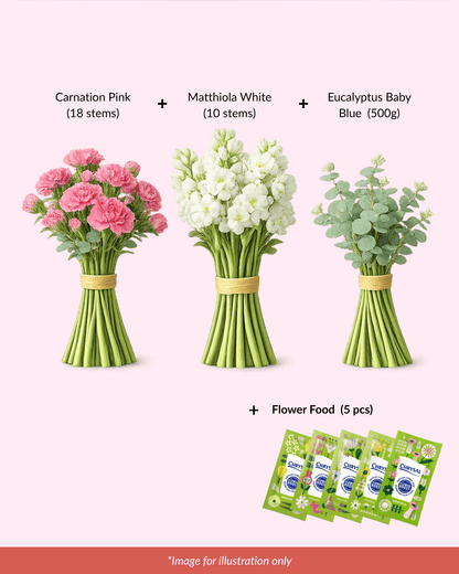 FCMMD02 - Carnation, Matthiola, Eucalyptus & Flower Food