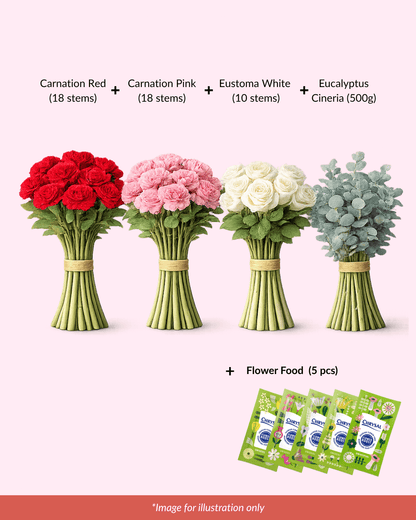 FCMMD08 - Carnation, Rose, Eucalyptus  & Flower Food