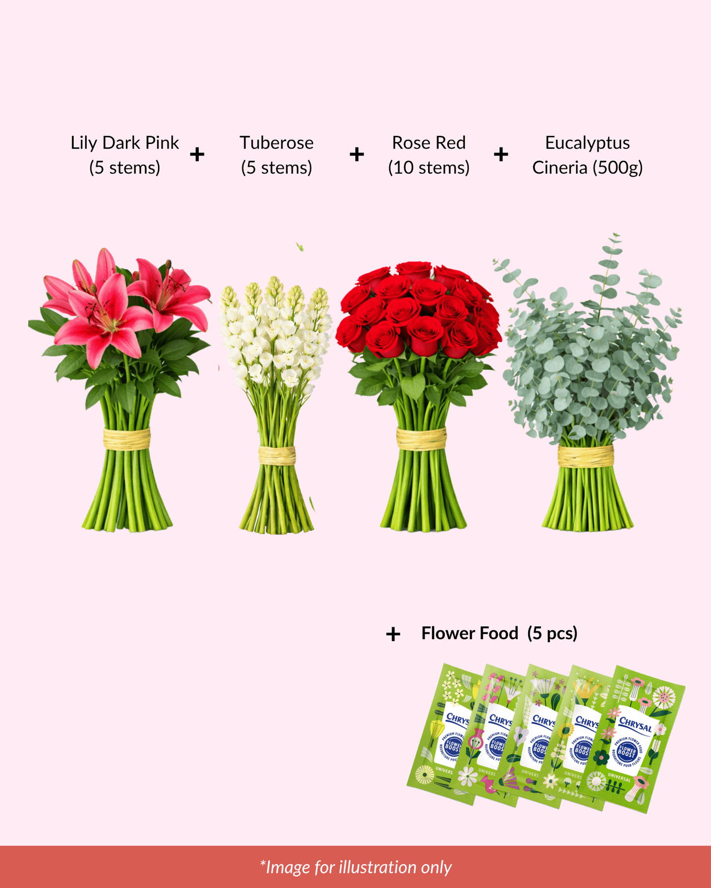 FCMMD12 - Lily, Tuberose, Rose, Eucalyptus  & Flower Food