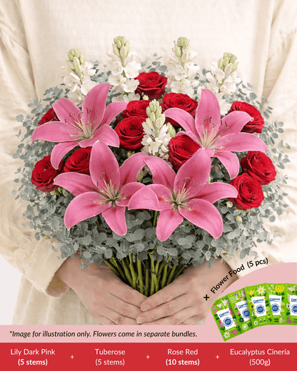 FCMMD12 - Lily, Tuberose, Rose, Eucalyptus  & Flower Food