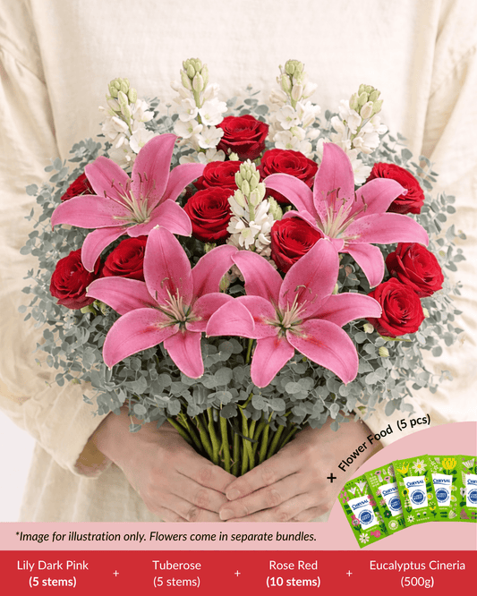 FCMMD12 - Lily, Tuberose, Rose, Eucalyptus  & Flower Food