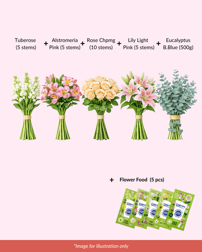 FCMMD15 - Tuberose, Alstromeria, Rose, Lily, Eucalyptus & Flower Food