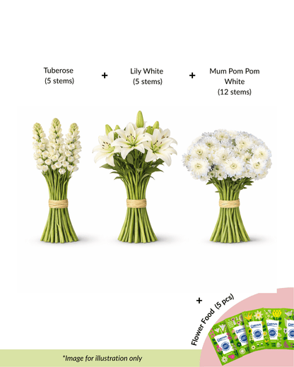 FCMRY04A - Tuberose, Lily & Mum Pom Pom