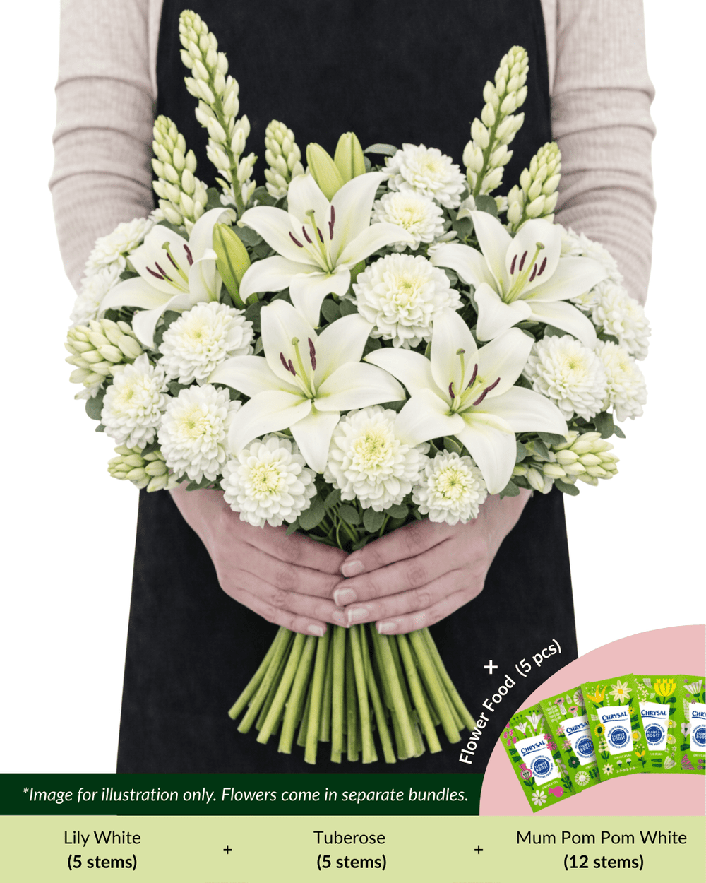 FCMRY04A - Tuberose, Lily & Mum Pom Pom