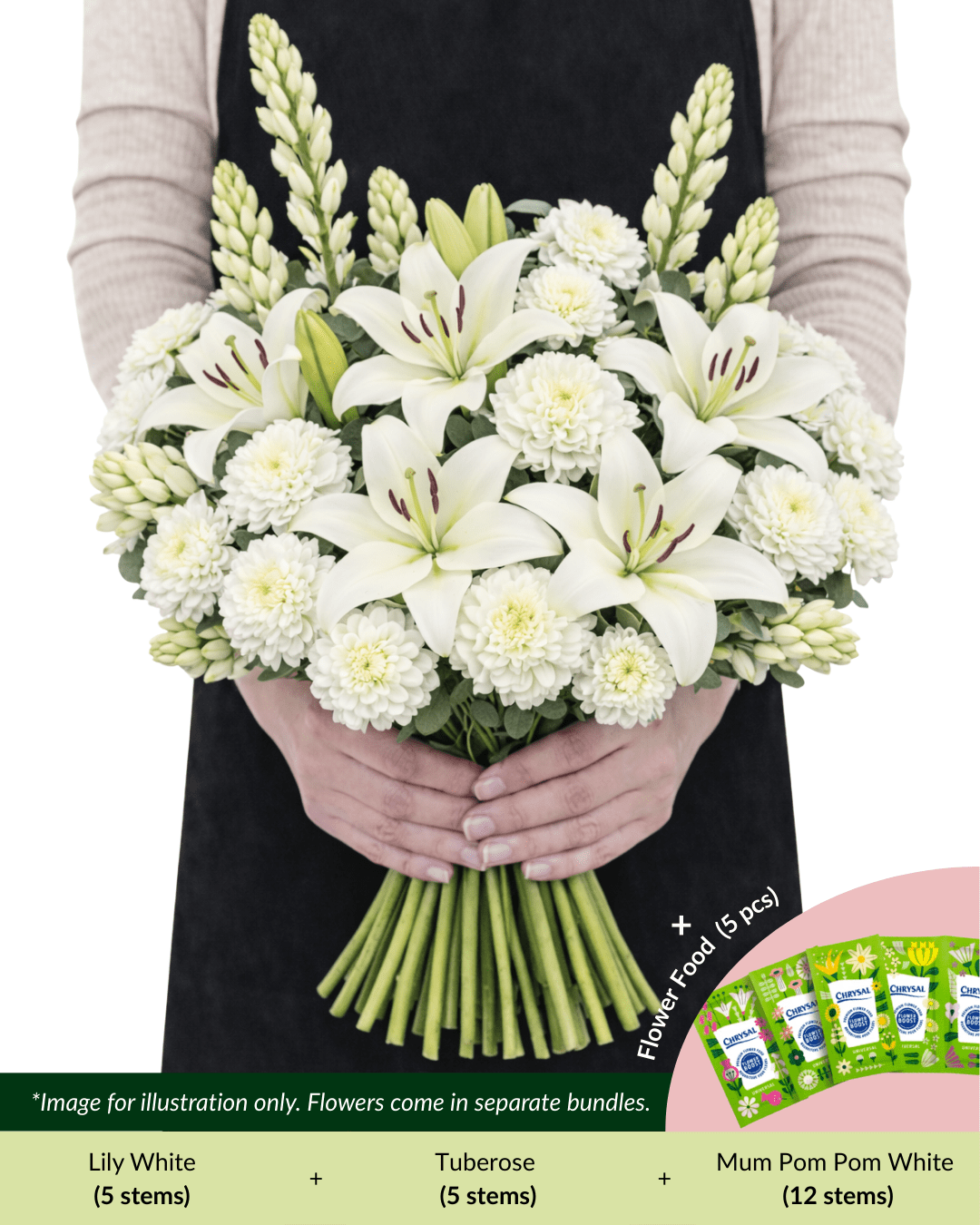 FCMRY04A - Tuberose, Lily & Mum Pom Pom