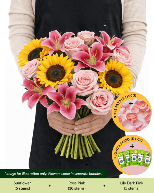 FCMRY07 - Sunflower, Rose, Lily & Rose Petals