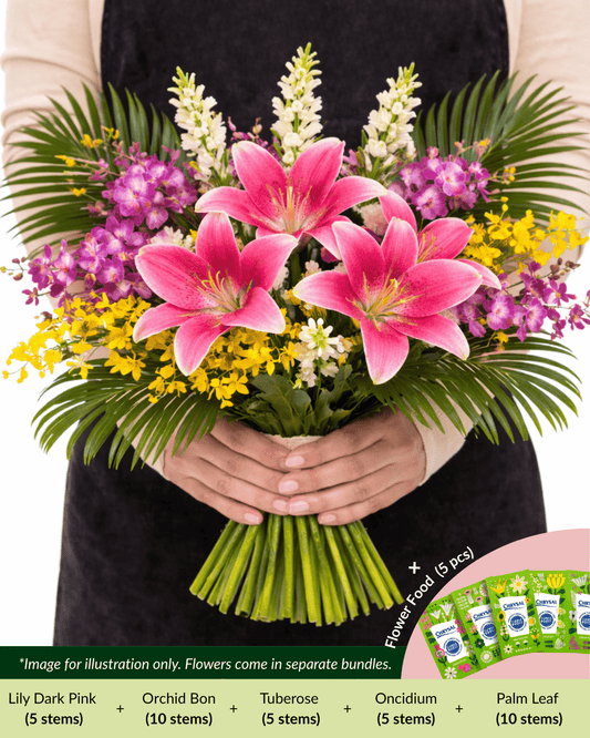 FCMRY10A - Tuberose, Orchids, Lily & Palm Leaf
