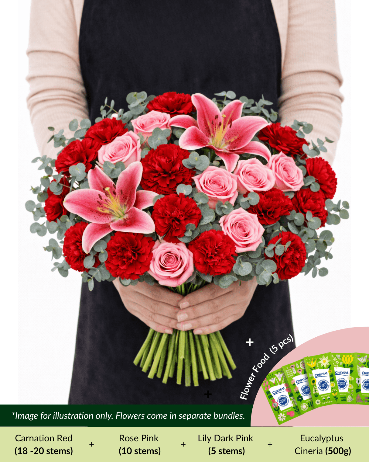 FCMRY13 - Carnation, Rose, Lily & Eucalyptus