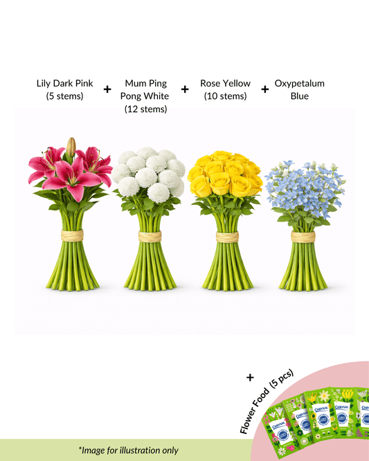 FCMRY14 - Lily, Chrysanthemum, Rose & Oxypetalum