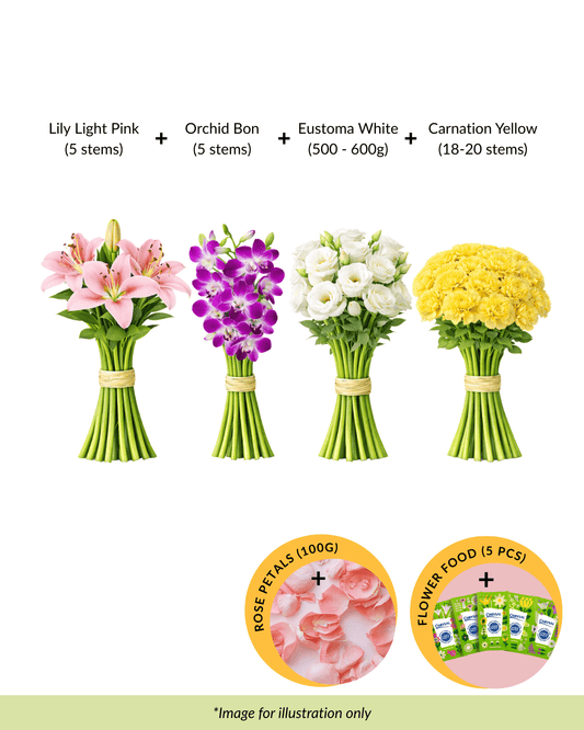 FCMRY15 - Lily, Orchid, Eustoma, Carnation & Rose Petals