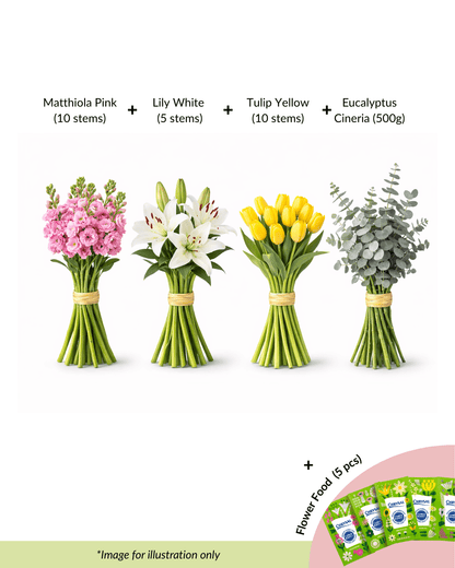 FCMRY16 - Matthiola, Lily, Tulip & Eucalyptus