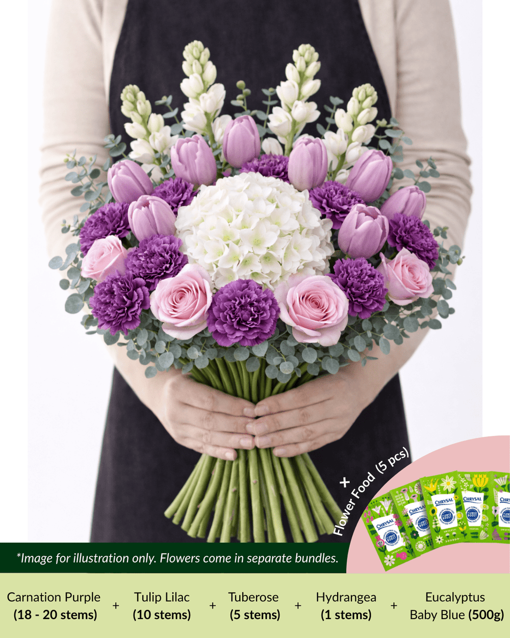 FCMRY19 - Tuberose, Tulip, Carnation, Hydrangea & Eucalyptus