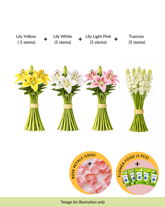 FCMRY20A - Lily Yellow, White, Light Pink & Tuberose