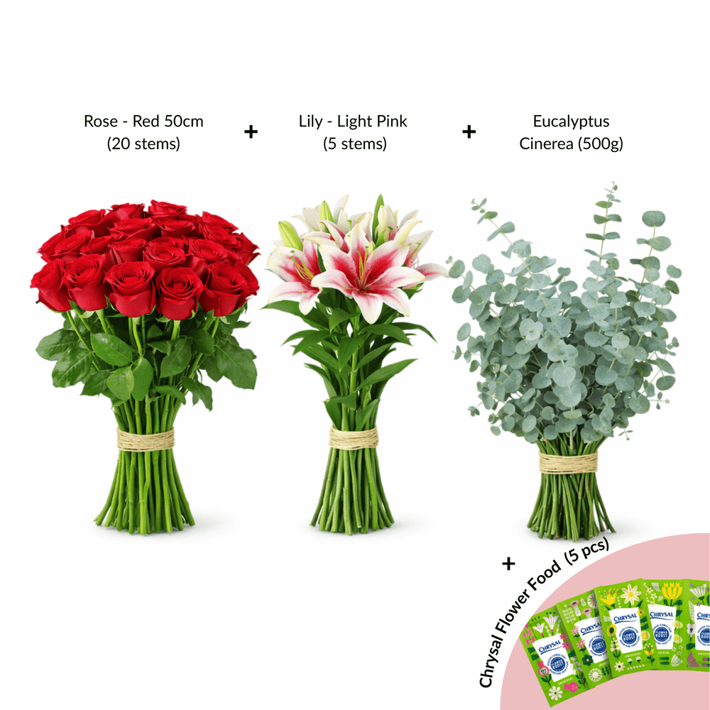 FCMVD01 - Rose, Lilies & Eucalyptus