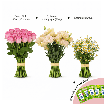 FCMVD03 - Rose, Eustomas & Chamomile