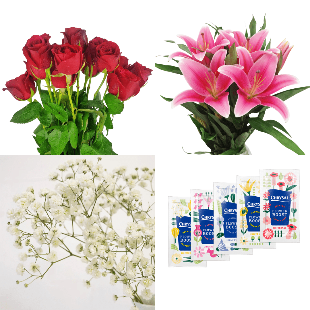 FCMVD04 - Rose, Lilies & Baby's Breath