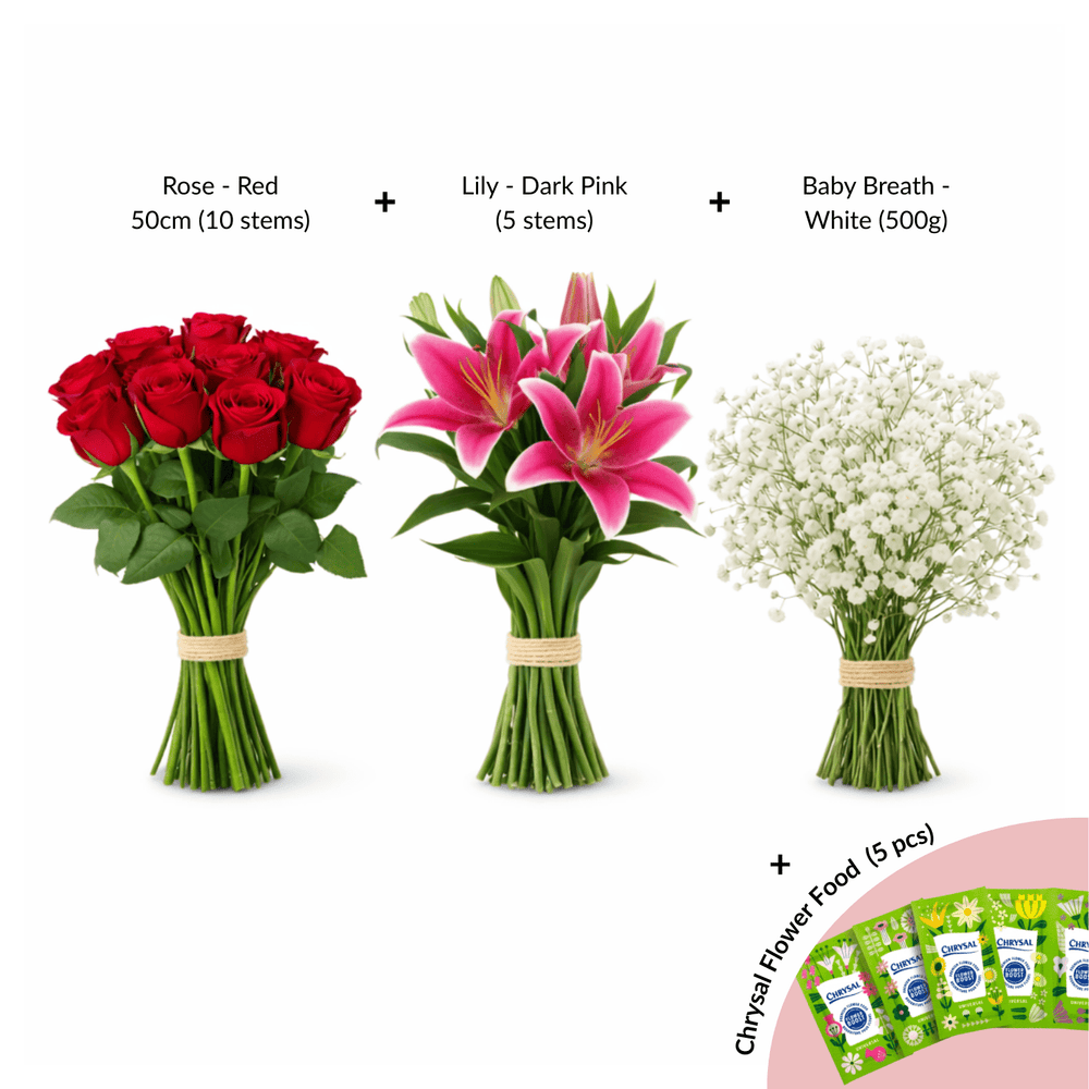 FCMVD04 - Rose, Lilies & Baby's Breath