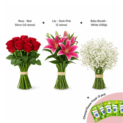FCMVD04 - Rose, Lilies & Baby's Breath
