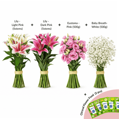 FCMVD12 - Lilies, Eustoma & Baby's Breath