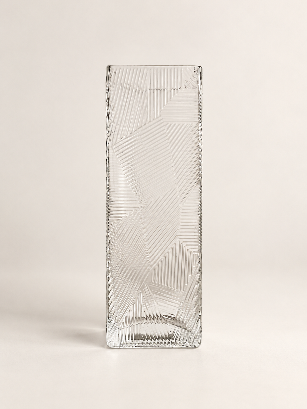 Glass Vase Rect Line Pattern