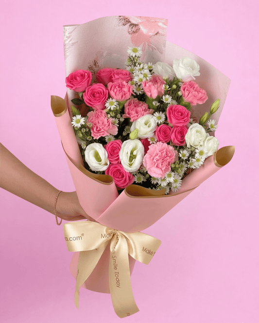 MD03 | The Guiding Light	- Carnation Shocking Pink Rose Bouquet