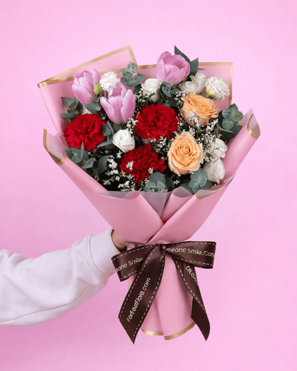 MD10 | Growing Love - Tulip Carnation Rose Bouquet