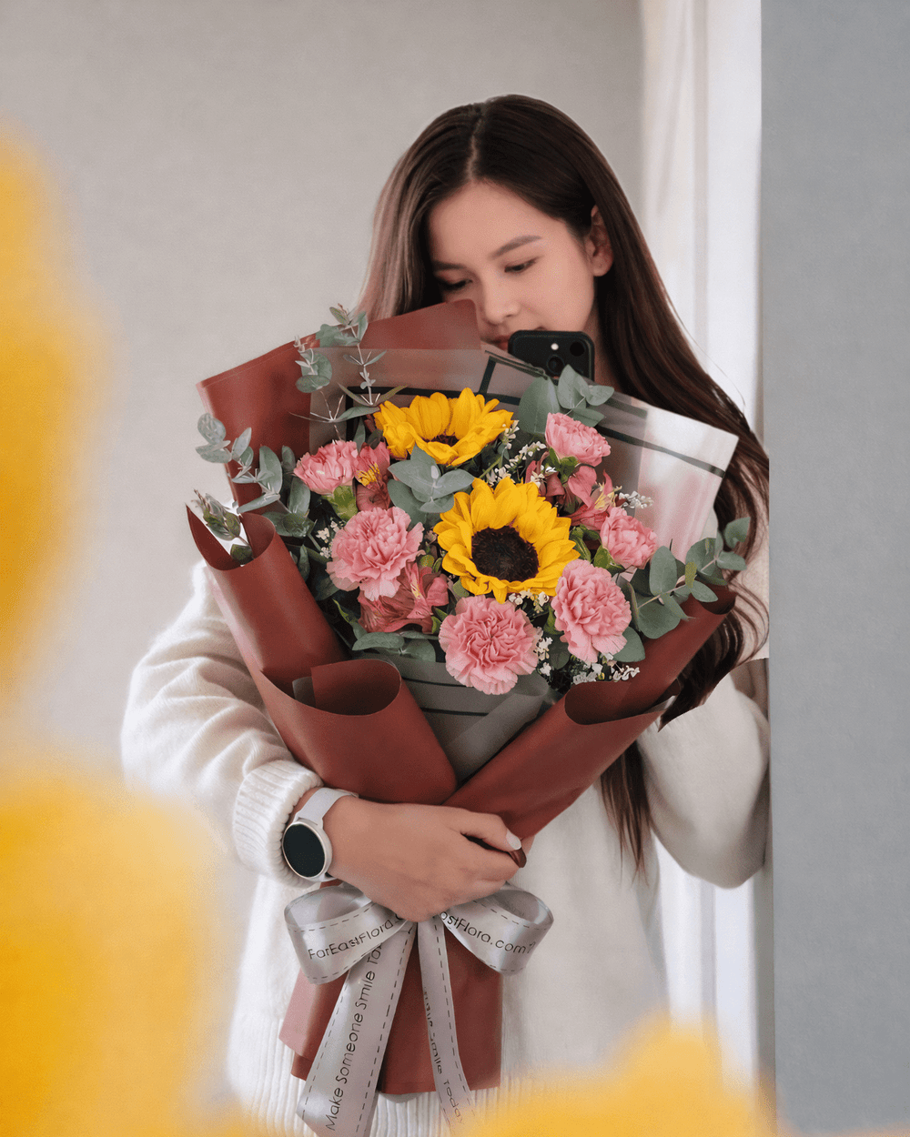 MD06 | Bright Love - Sunflower Carnation Bouquet