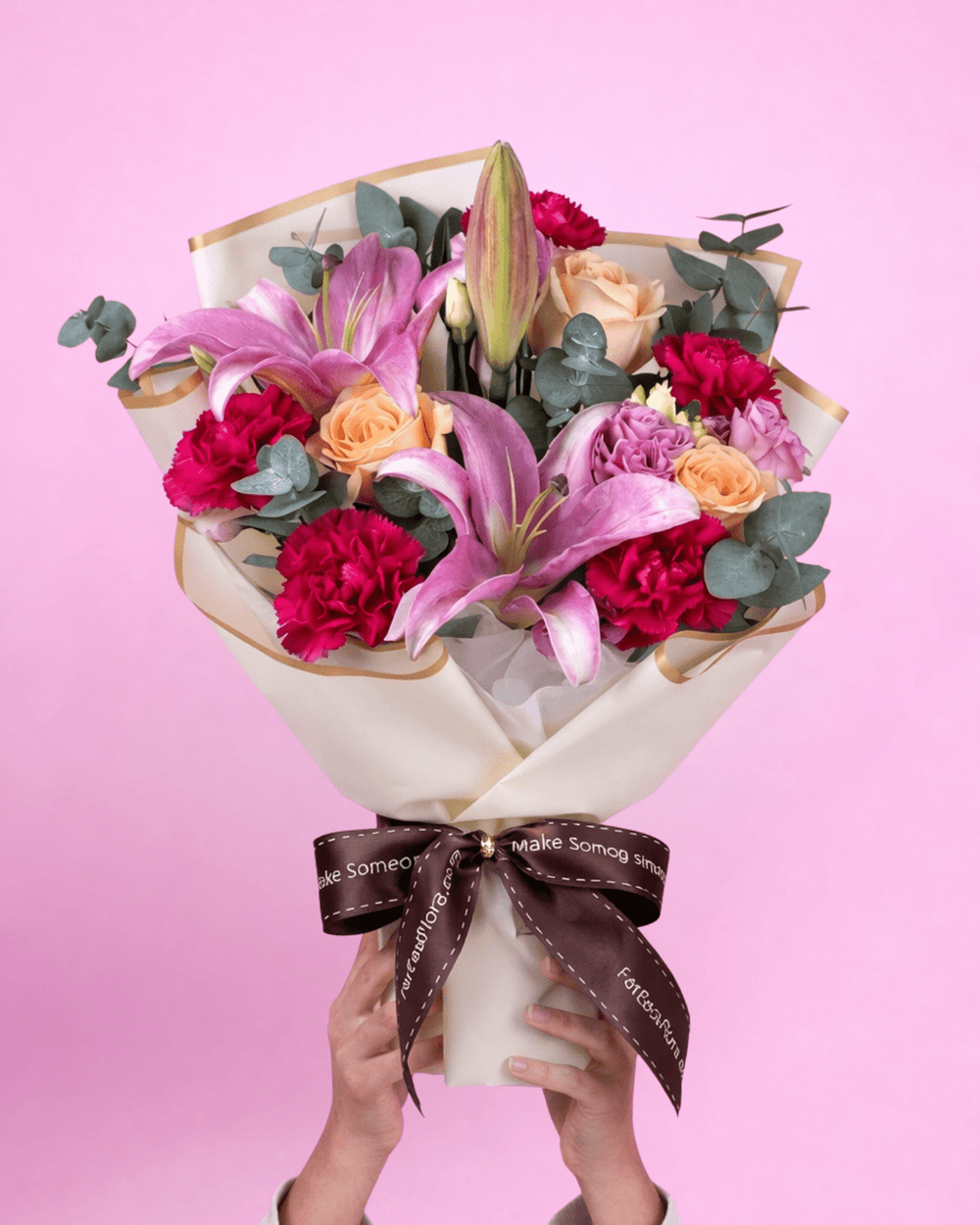 MD14 | Full of Love - Lily Robina Cherry Pink Carnation Bouquet