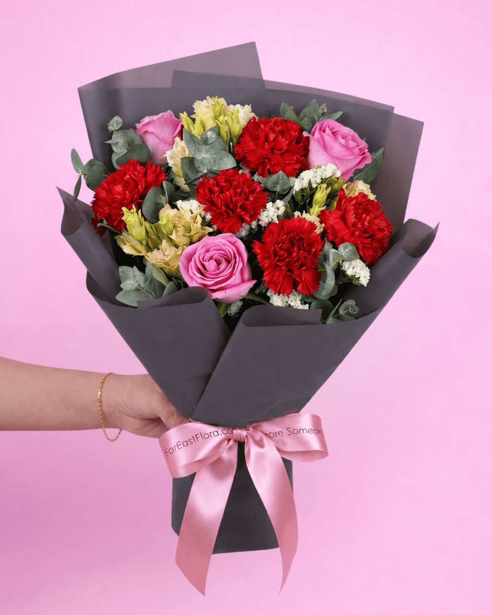 MD02 | Warm Devotion - Red Carnation Revival Rose Bouquet