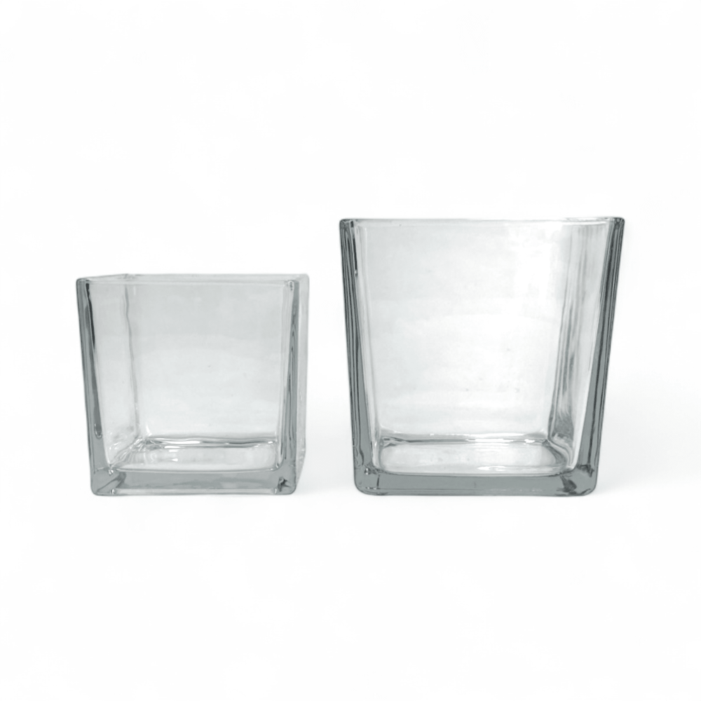 Glass Square Vase 12cm(D) x12cm(H), 14.5(D) x 14.5(H)