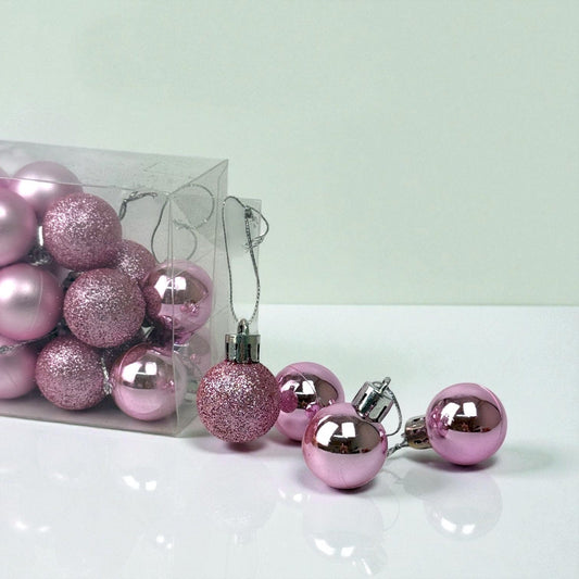 Christmas Ball 3cm Ornaments - Pink (24 pcs)