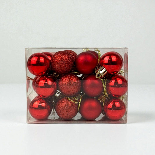 Christmas Ball 3cm Ornaments - Red (24 pcs)