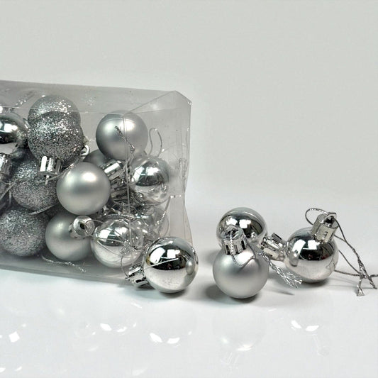 Christmas Ball 3cm Ornaments - Silver (24 pcs)