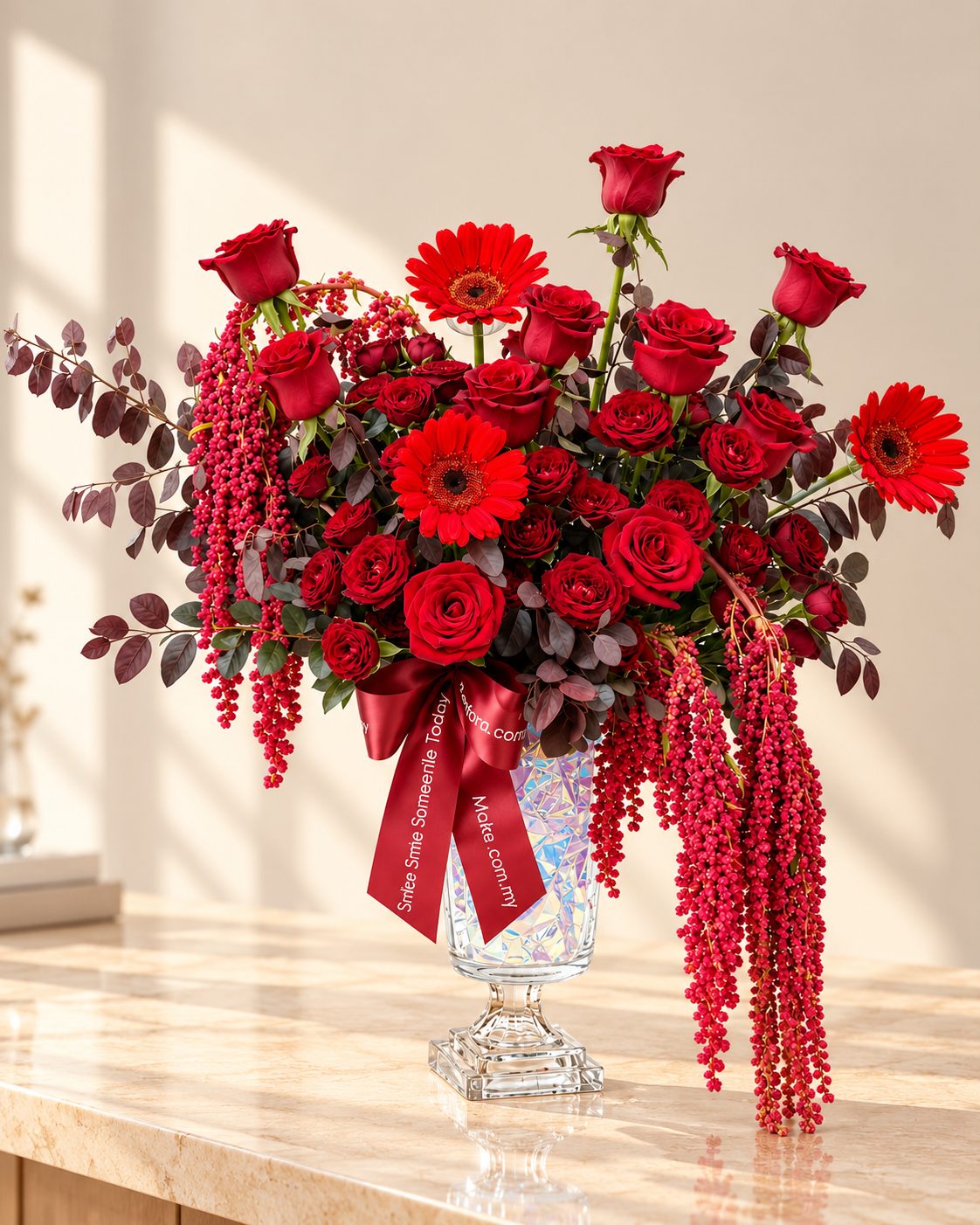 Velvet Royale - Red Rose Table Arrangement