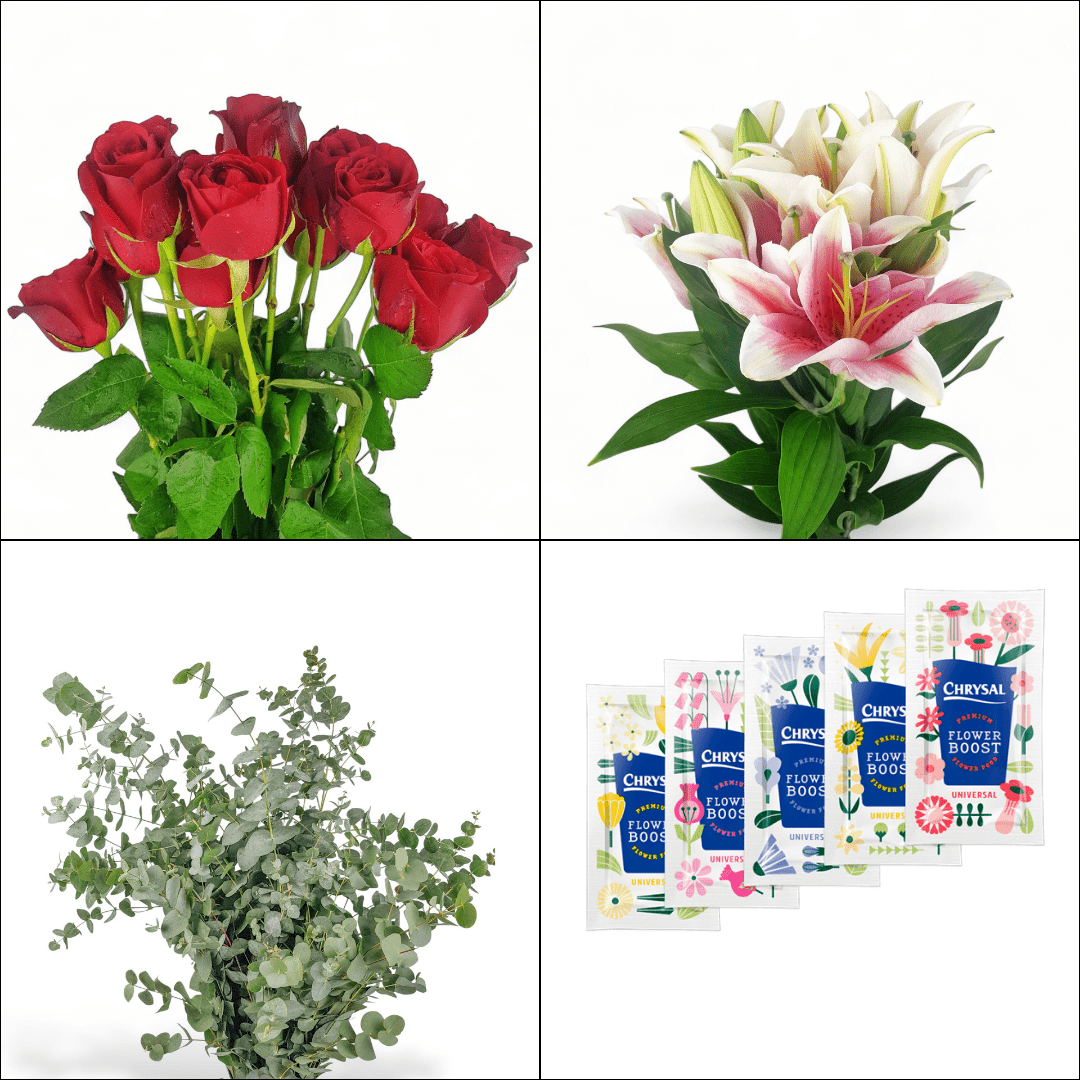 FCMVD01 - Rose, Lilies & Eucalyptus