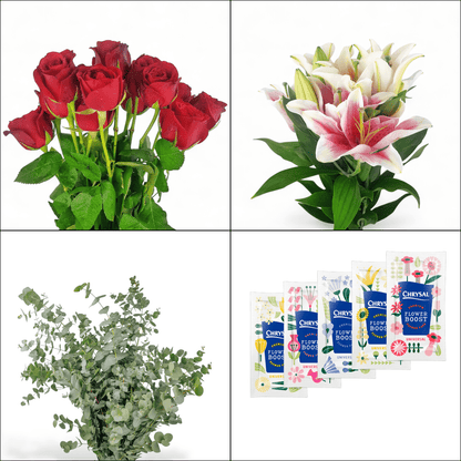 FCMVD01 - Rose, Lilies & Eucalyptus
