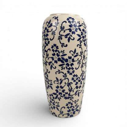Ceramic Vase with Blue Flower Motif