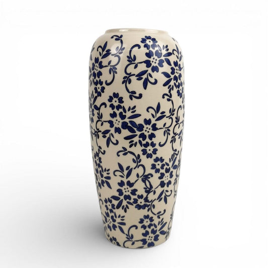 Ceramic Vase with Blue Flower Motif