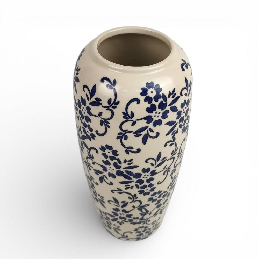 Ceramic Vase with Blue Flower Motif