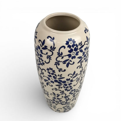 Ceramic Vase with Blue Flower Motif