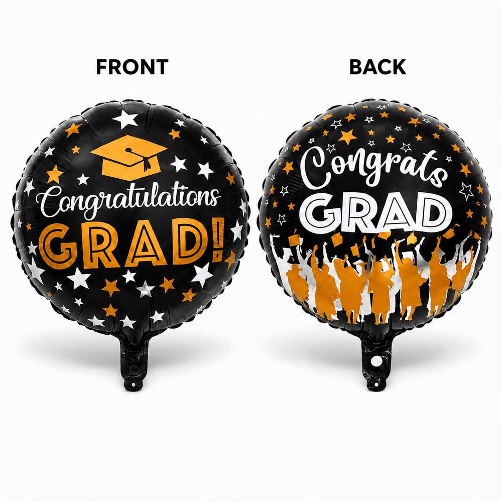 Black & Gold Graduation Double-Sided Foil Balloon