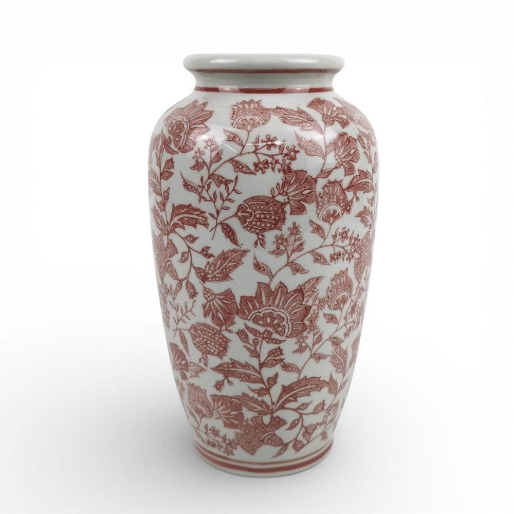 Ceramic Vase with Pink Flower Motif