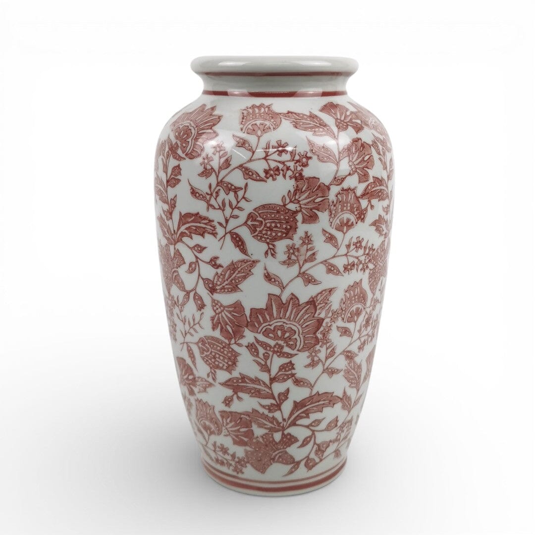 Ceramic Vase with Pink Flower Motif