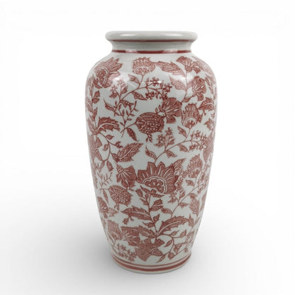 Ceramic Vase with Pink Flower Motif