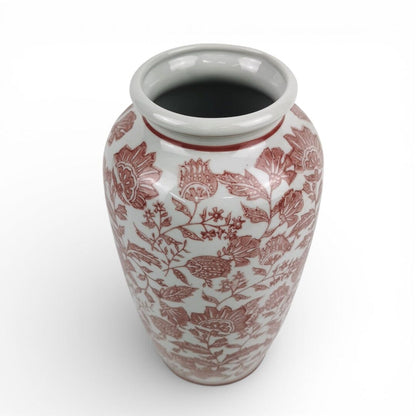 Ceramic Vase with Pink Flower Motif
