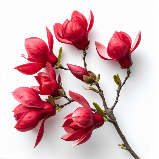 Red flowers on a white background