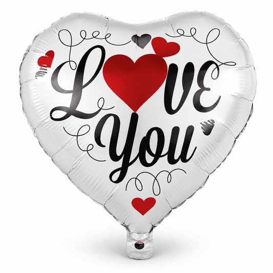 Silver & Red “Love You” Heart Foil Balloon
